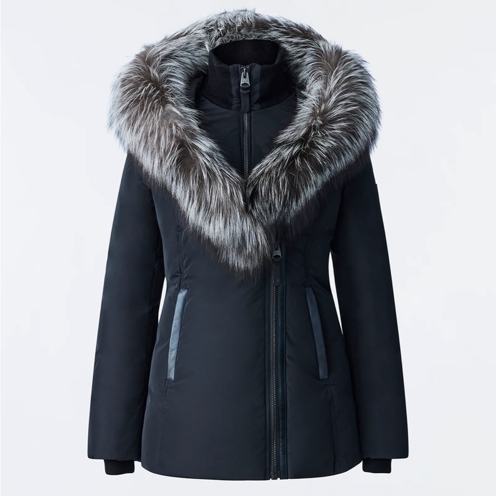 ADALI Down coat with silver fox fur Signature Mackage Collar